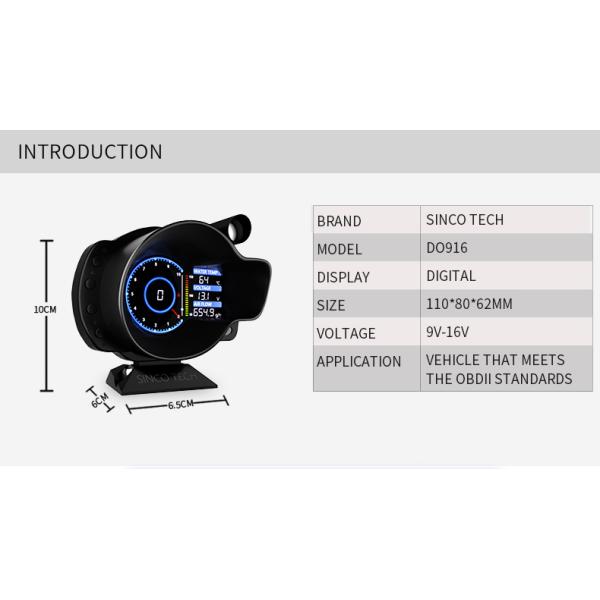Do916 OBD2 Multifunctional Gauge Car Hud OBDII Double Screen Tachometer