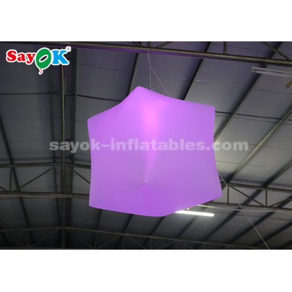 1 Meter LED Hanging Inflatable Cube Balloon With 16 Colors