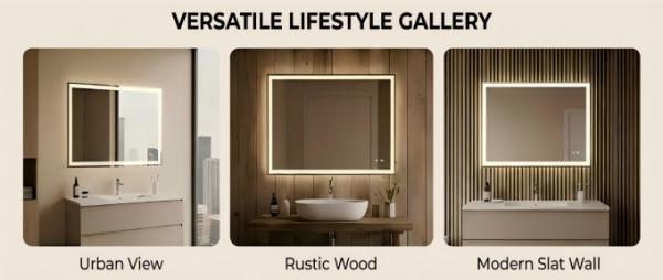 Kingstin Large Rectangle LED Backlit Bathroom Mirror - Anti-Fog Dimmable Vanity Mirror for Modern Luxury Bathroom Decor