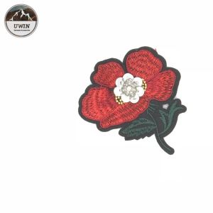 Wholesale Hand-made Fabric Embroidery Patches,Red Rose Embroidery Patch#C10003 from china suppliers