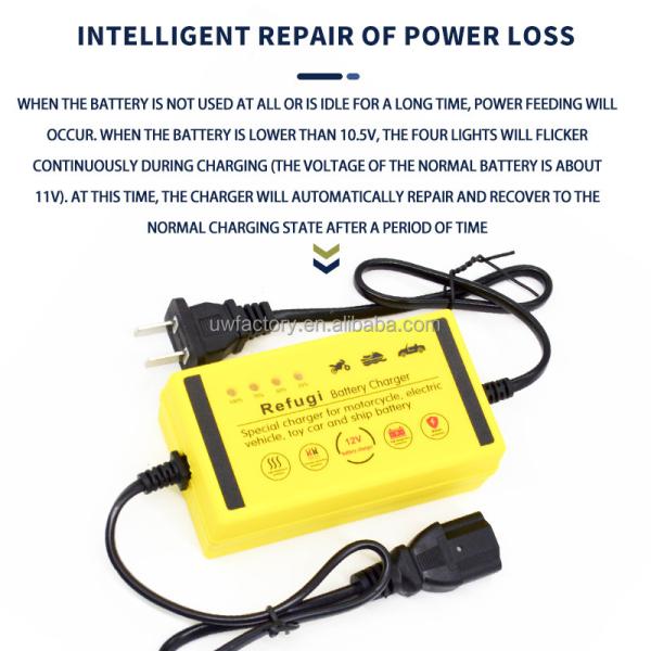 12V/24V Output Intelligent Fast Power Charging Lead Acid AGM GEL Battery Charger with Full Automatic Charging Capability