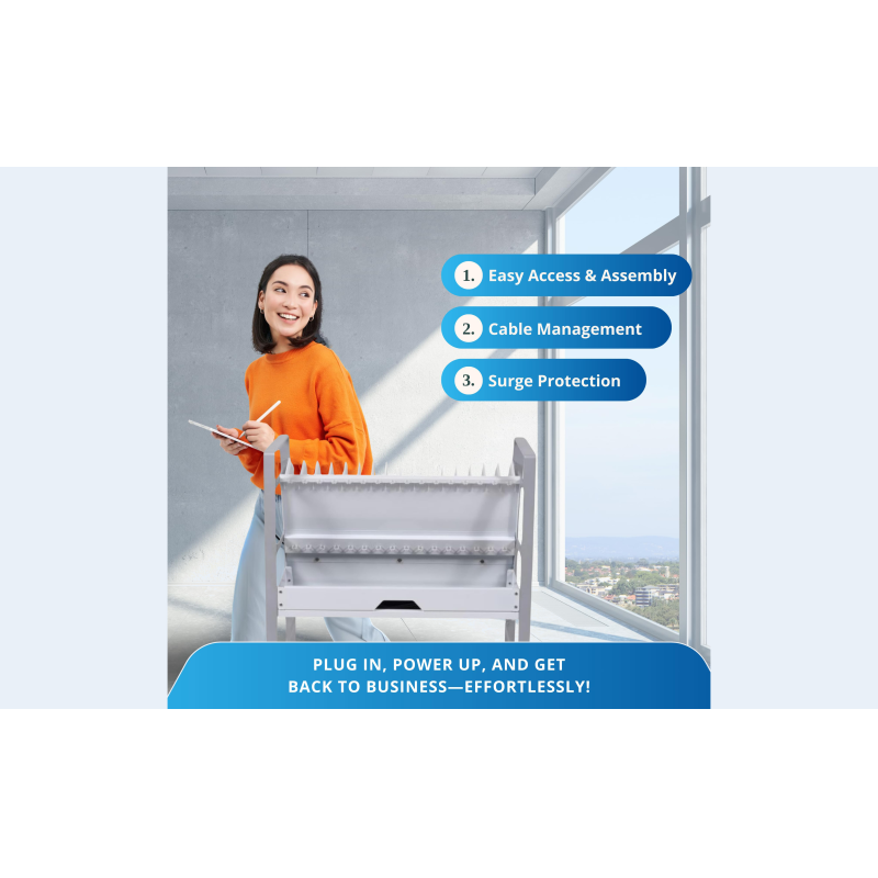 32 Device Tablet & Laptop Charging Cart With Adjustable Slots | Secure Mobile Charging Station