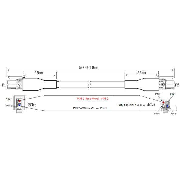 4 Circuits Molex 2 Row Thermistor 500mm Temperature Sensors Overmolded Cable Assembly