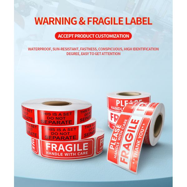 Customer's Logo Fragile Warning Stickers for Custom Sticker Packaging Solutions