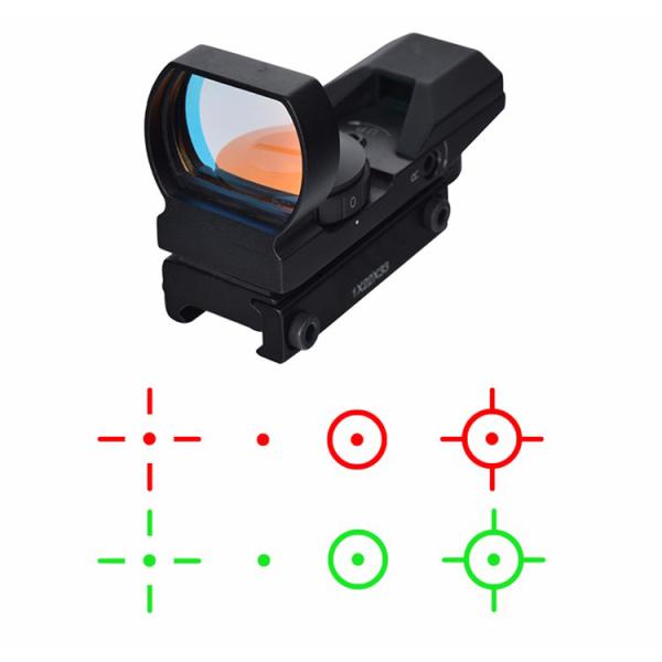 82mm Length Matte Black 1X22X33 Tactical Red and Green Reflex Sight with Red Laser