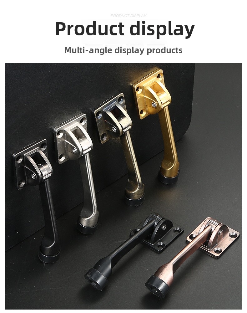 Modern No-Drill Movable Square Door Stopper Easy Installation Anti-Collision Device Stainless Steel Zinc Alloy for Bedroom