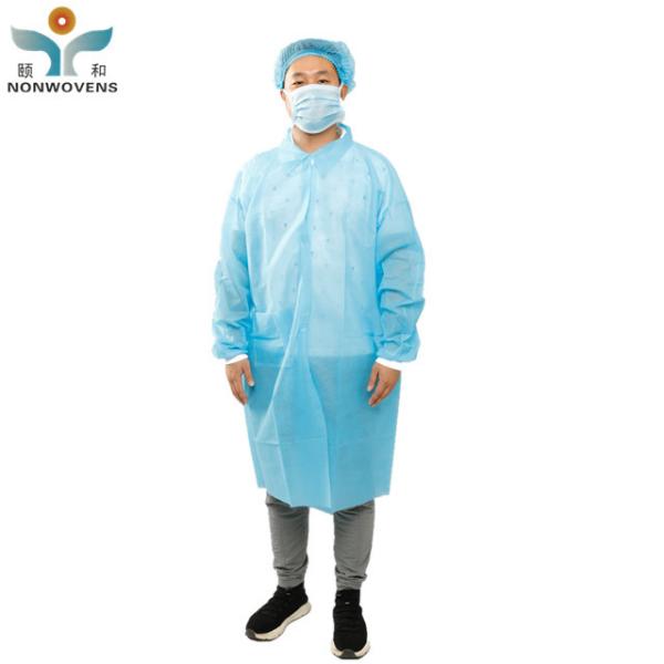 SMS Material Disposable Lab Coat Elastic PP 25gsm With Different Color