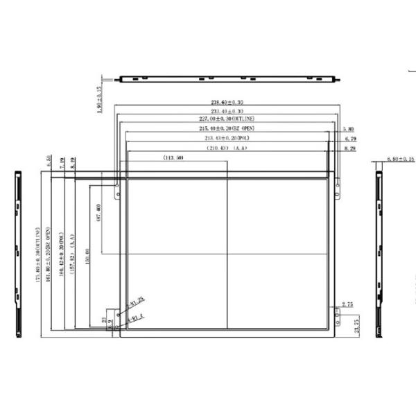 10.4inch Industrial TFT LCD Display 1024x768 Pixels LVDS Interface 30 Pin