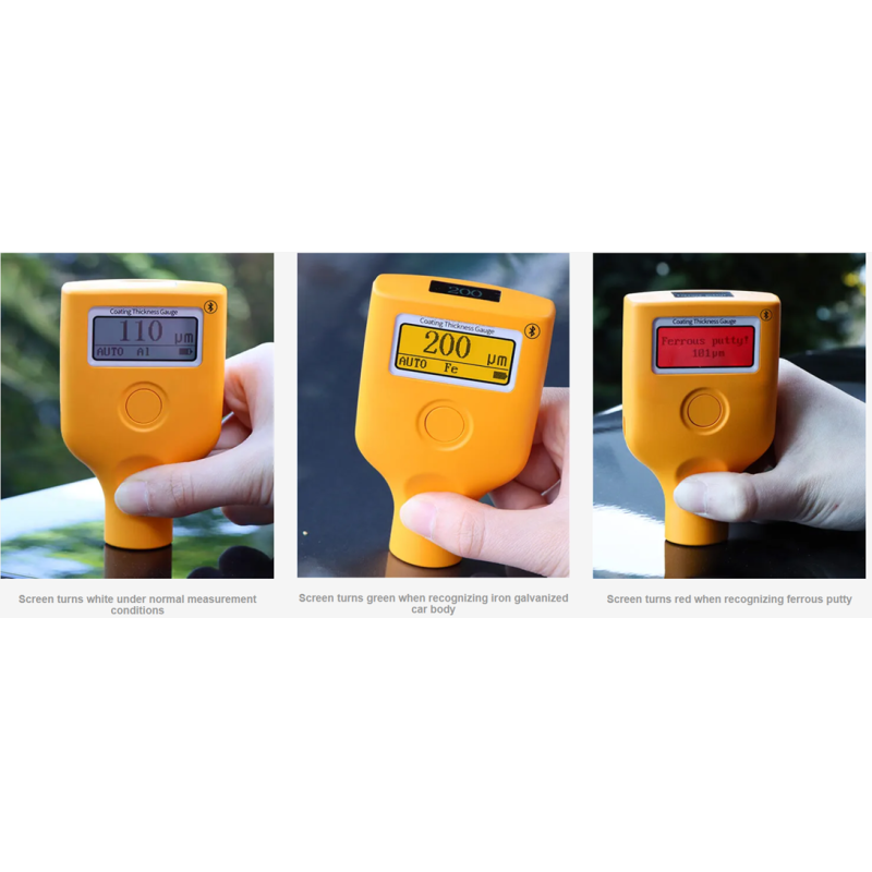 86236 Dual Screen Bluetooth Car Paint Meter with Three-Color Backlight for Accurate Coating Thickness Measurement