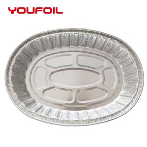 China 8006 Disposable Oval Aluminum Tray Catering Baking Pan With Plastic Lid on sale