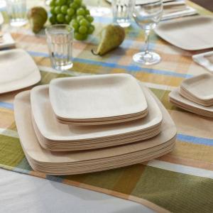 China 10 Inch Eco Friendly Compostable Square Shaped Bamboo Plate For Restaurant on sale