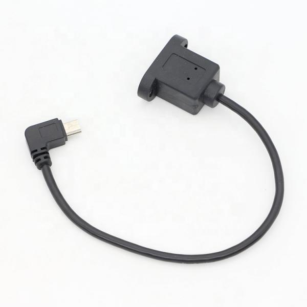Screw Locking 90 Degree Right Angle Male to Female Mini USB Panel Mount Extension Cable