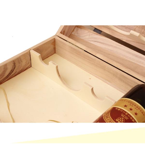 Natural Personalised Wooden Wine Gift Boxes , 6 Bottles Wooden Wine Gift Box With Rope Handle