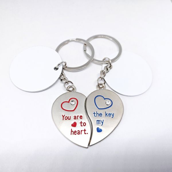 Cute Blanks Metal Sublimation Love Keychain For Couples