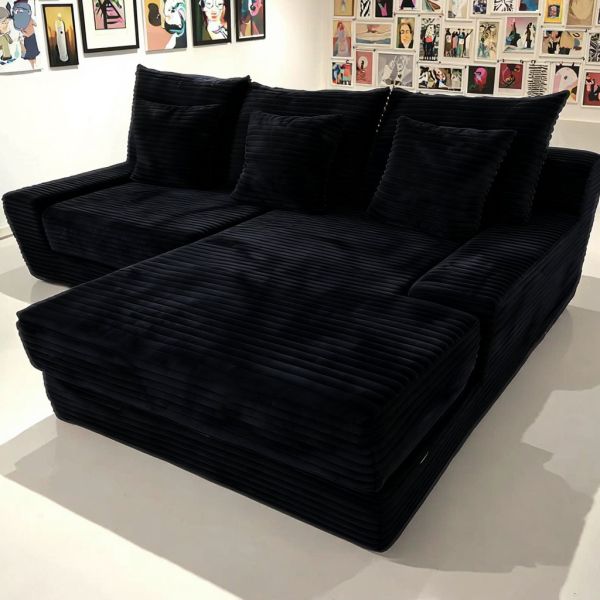 Hot Sale L-Shape Modular Sectional Couch Plush Corduroy Compressed Sofas with Vacuum Packaging for Villa Apartment Living Room