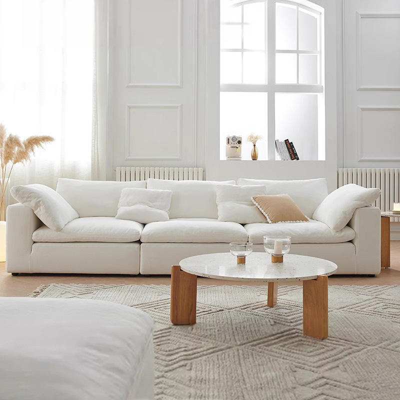 Modern Style Reclining Convertible Comfortable Sectional Modular L-Shape Sponge Fabric 3 Seats Living Room Sofa Set Ottoman