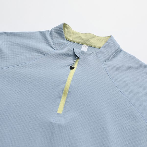 Men's Half Zip Stand Collar Polo Shirt Fine Mesh Polyester Quick Dry Antibacterial Color Block Outdoor Short Sleeve OEM Custom