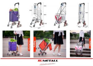 China Aluminum folding shopping cart with stair climbing wheels for personal in supermarket, grocery store and farmer markets on sale