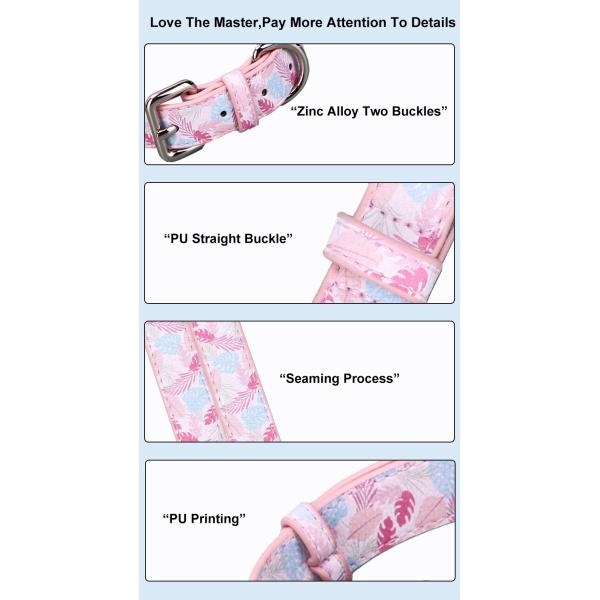 Custom Printed Harness Leash Set Pu Leather Dog Collar Leash Set