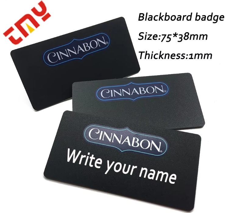 Personalized Printed Plastic PVC Chalkboard Writable Reusable Name Badge Blank or Custom Design Tag