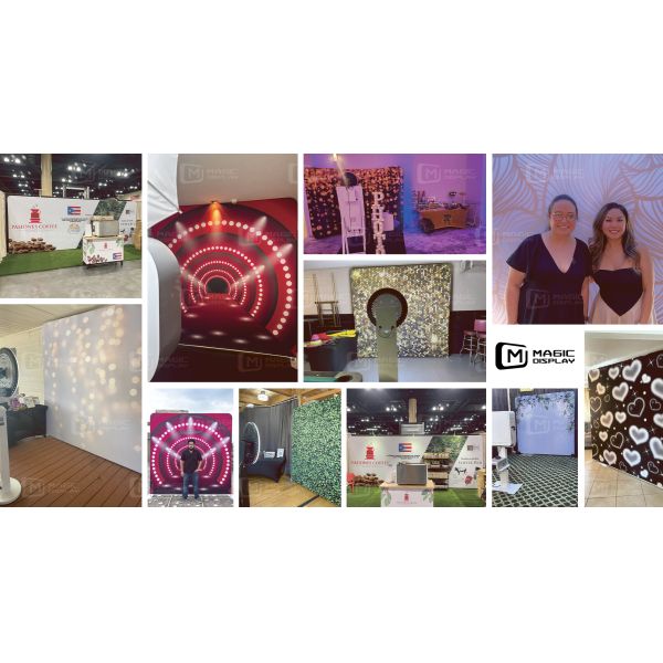 8x8ft Pillowcase Backdrop Pink CurtainsPrint Wrinkle Resistant Stretch Fabric for Event Exhibitors and Trade Shows