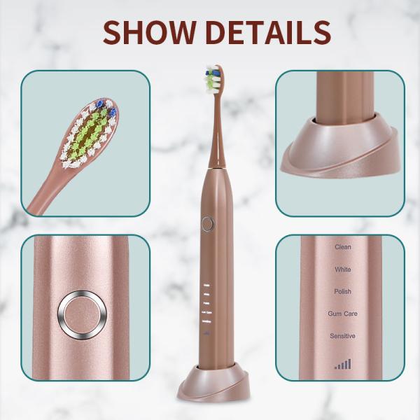 1.8W Smart Electric Toothbrush . Sonic Pink Toothbrush Waterproof