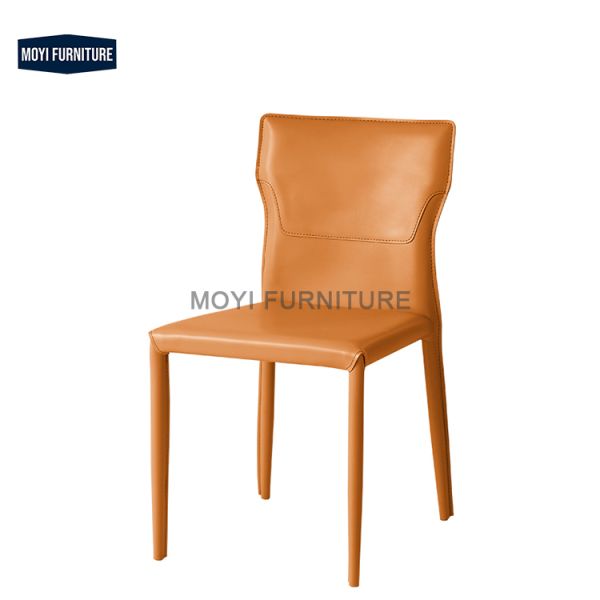 CUSTOM Hotel Dining Chair Featuring Leather Upholstery Black Powder-Coated Legs Modern Design Ideal for Dining Room