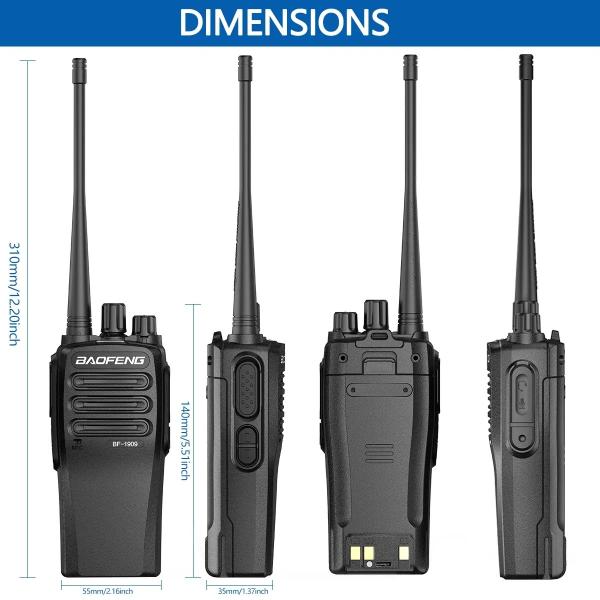 1800mAh 2 Way Radio Walkie Talkie BF-1909 Type C Charging DC 7.4V