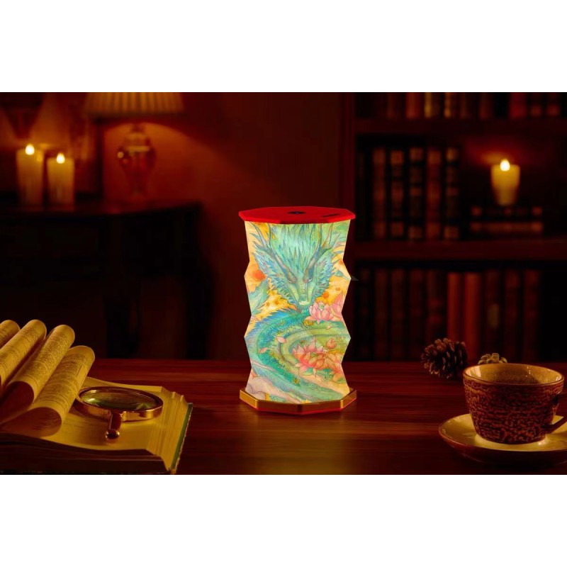 Battery Powered Tall Paper Origami Floor Lamp Folding Customized Pattern