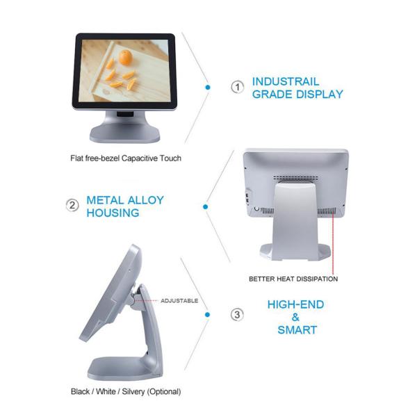 Interface USB Silver Color Point Of Sale Terminal High Brightness ROHS Certification