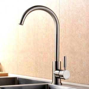 China Durable Single Handle Kitchen Faucet Brushed Plated Finishing Simple Style on sale