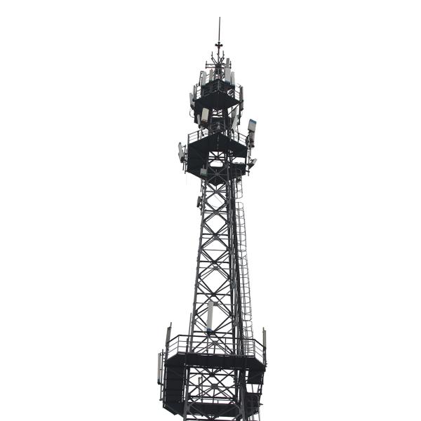 3 / 4 Legged Lattice Steel Tower SS400 Galvanized Angular Tubular Telecom Guyed