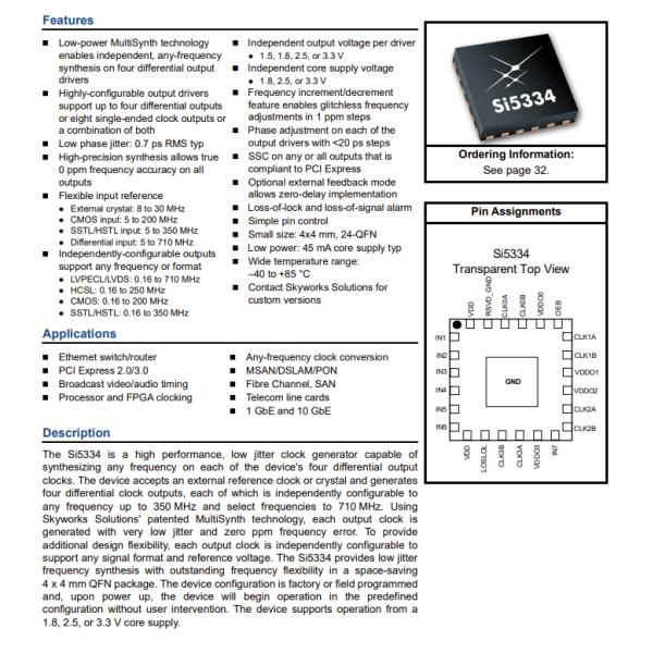 SI5334C-B07037-GM Current Sense Resistors 4-Output, Any Frequency(