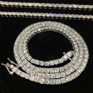 Wholesale Hip Hop Moissanite Tennis Necklace 925 Sterling Silve VVS Diamond Tennis Necklace from china suppliers