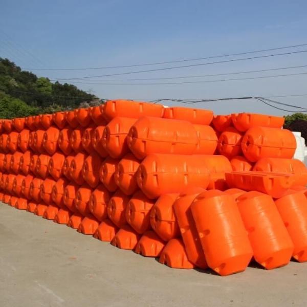 Long Life Using Polyethylene Pipe Floater With Impact Resistance Orange Color Buoyancy >150N