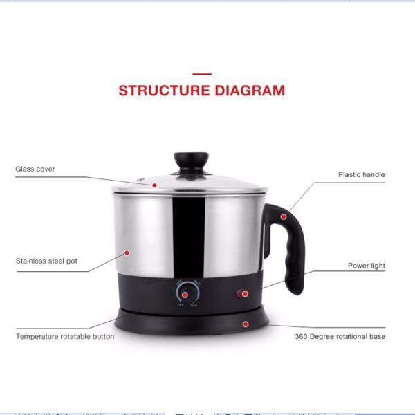 Low Noise Multifunction Electric Pot Food Grade Portable Electric Cooking Pot