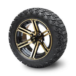 China Golf Cart 14'' Bronze/Black Rims And 22*10-14 Off-road Tires Combo Including Lug Nuts and Center Caps on sale
