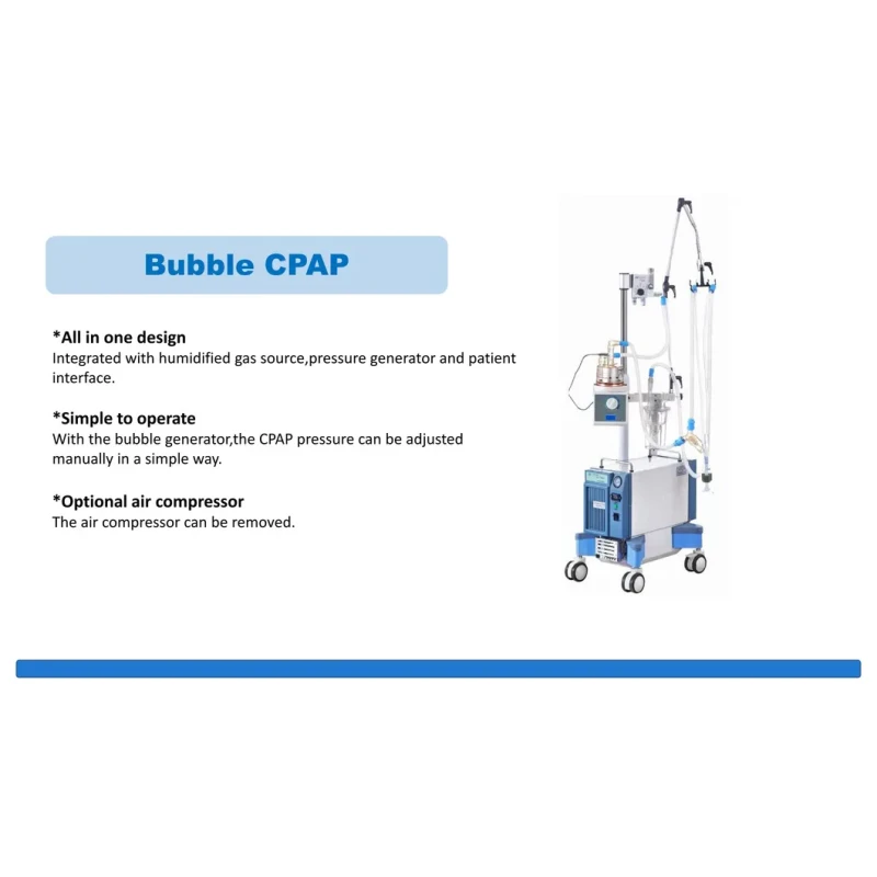 High Frequency Mobile Bubble CPAP with Air Oxygen Blender Neonatal Ventilator