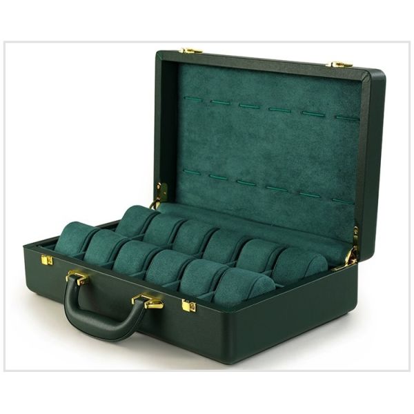 Watch storage box, high-end leather briefcase, 12-position watch display, jewelry collection packaging box, gift box