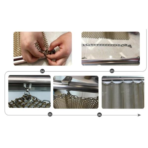 Fireplace Screen 20mm Chain Link Curtain Aluminum Stainless Steel Spiral Metal Mesh