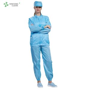 Laundering Durability ESD Anti Static cleanroom Jacket and pants, blue color