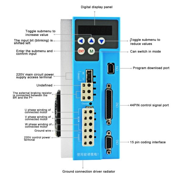Nema42 3ph AC 220V 20N.M Digital Display Closed Loop Stepper Motor Drive Kit