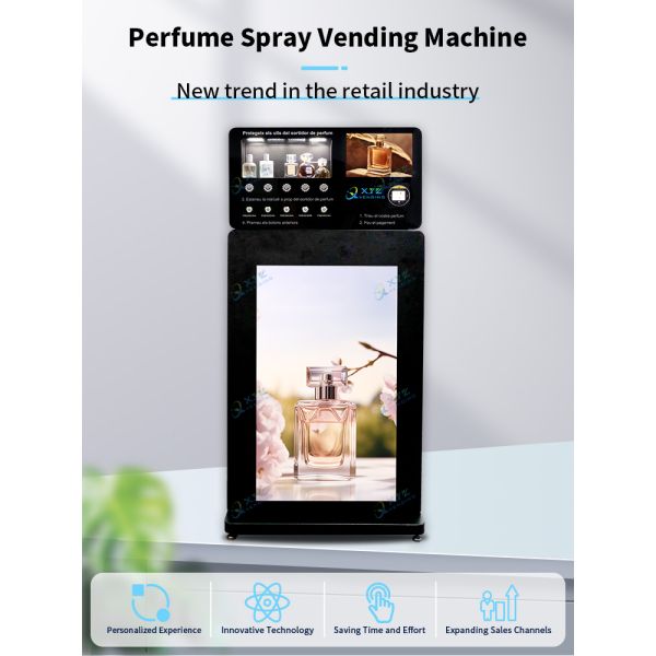 Fragrance Sample Spray Vending Machine 43 Inch Ads Screen Standing Perfume Vending Machine