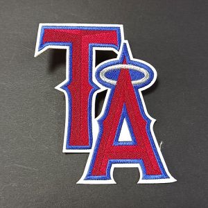 China Embroidered Patch - Red & Blue with Halo, Iron-On/Sew-On Apparel Backpack Decoration Badge on sale