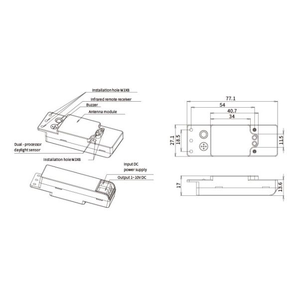 Dimming Control 12v Microwave Sensor IR22 HNS112 25mA For Tri Proof Lighting