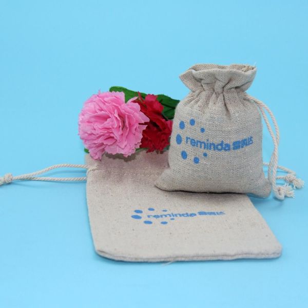 Cute Pen Biodegradable Jute Bags , Eco Friendly Round Drawstring Pouch