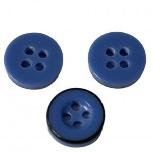 China 4 Holes Plastic Resin Buttons 11mm Bule Color With Black Rim Use For Sewing on sale