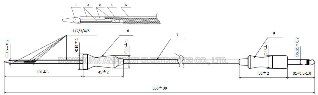 3.3K ohm 3970K Thermistor Temperature Sensors Meat Temperature Probe 6.35mm