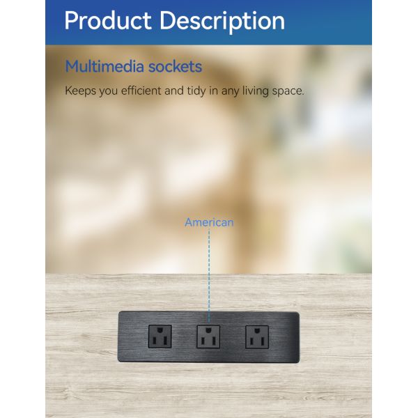 162mm Recessed Surge Protector Desk Outlet Sockets With Usb OEM