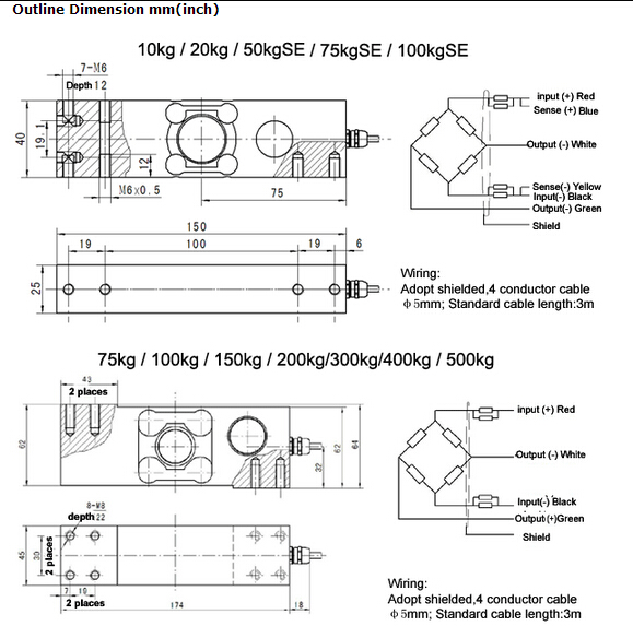 Resistance Sensor Stainless Steel C3 Load Cell 40 kg 50 kg 100 kg 300 kg Output Analog Sensor for Industrial Weighing